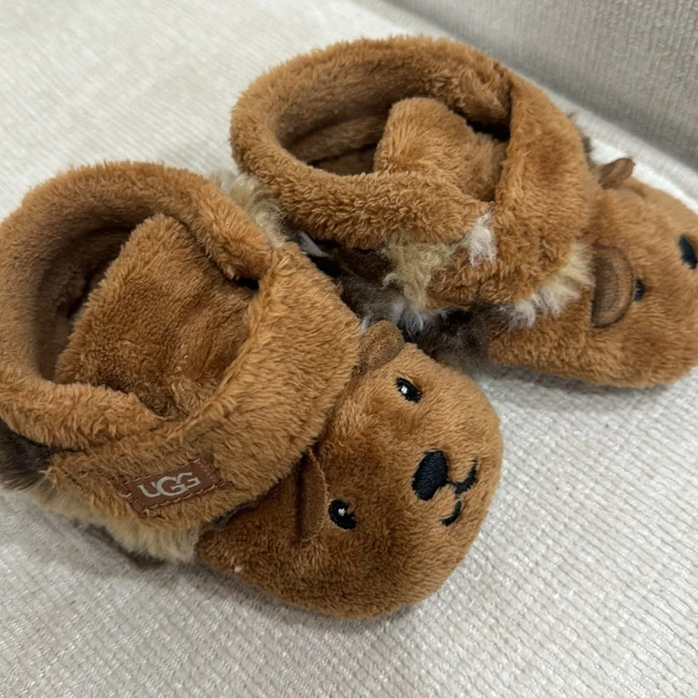 UGG Toddler Brown Bear Plush Booties